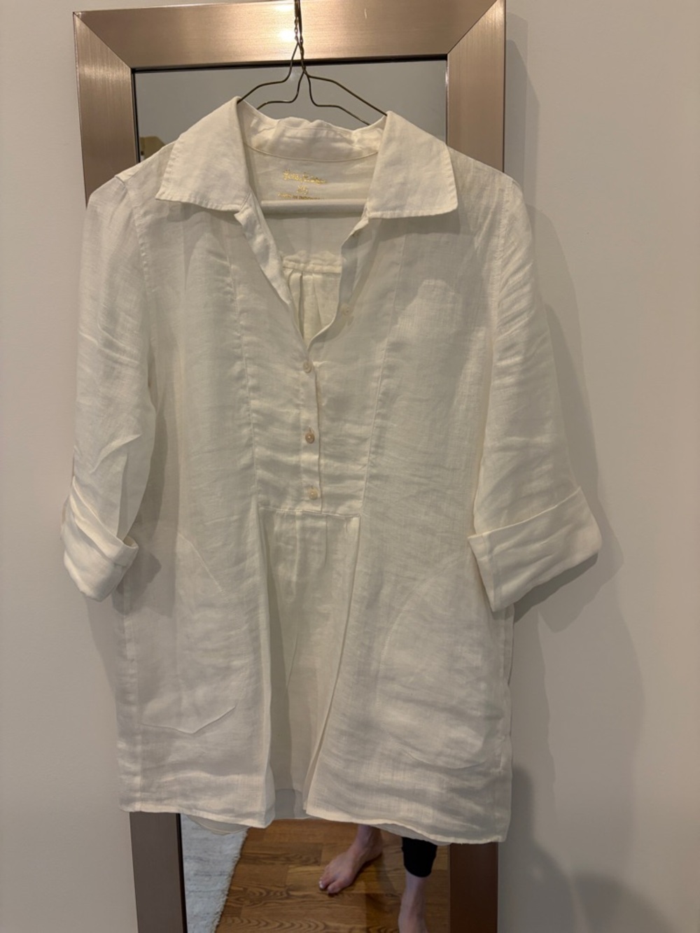 Lilly Pulitzer Lightweight White Linen Button-Front Women's Top